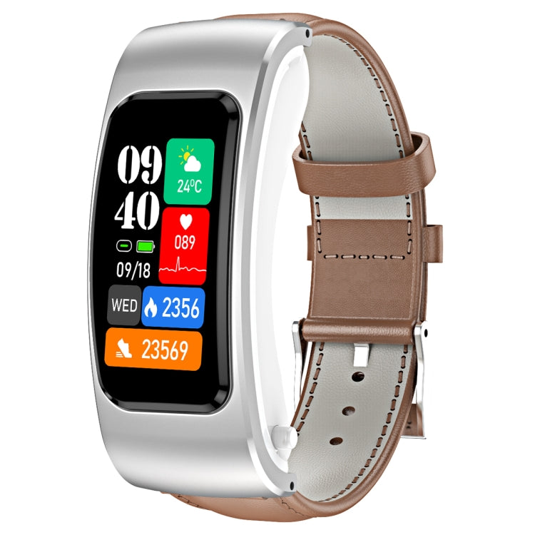 K60 1.08 pollici cinturino in pelle auricolare vita staccabile impermeabile Smart Watch supporto chiamata Bluetooth, Leather Band (Black Silver), Leather Band (Brown), Leather Band (Black), Leather Band (Brown Silver)