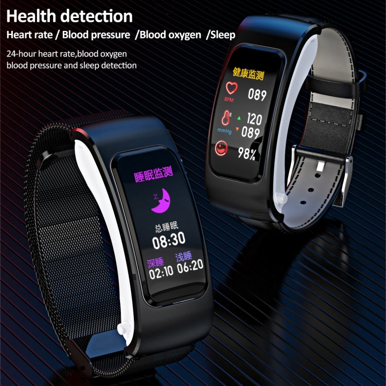 K60 1.08 pollici cinturino in pelle auricolare vita staccabile impermeabile Smart Watch supporto chiamata Bluetooth, Leather Band (Black Silver), Leather Band (Brown), Leather Band (Black), Leather Band (Brown Silver)