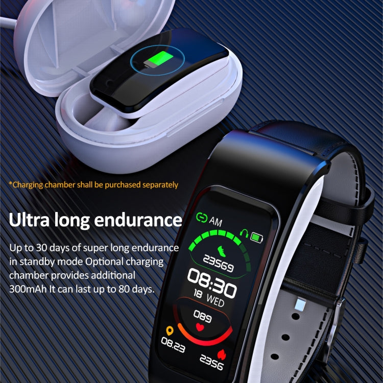 K60 1.08 pollici cinturino in pelle auricolare vita staccabile impermeabile Smart Watch supporto chiamata Bluetooth, Leather Band (Black Silver), Leather Band (Brown), Leather Band (Black), Leather Band (Brown Silver)