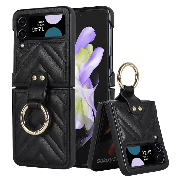 Custodia protettiva pieghevole a forma di V con anello pieghevole, For Samsung Galaxy Z Flip4