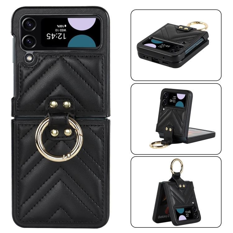 Custodia protettiva pieghevole a forma di V con anello pieghevole, For Samsung Galaxy Z Flip4