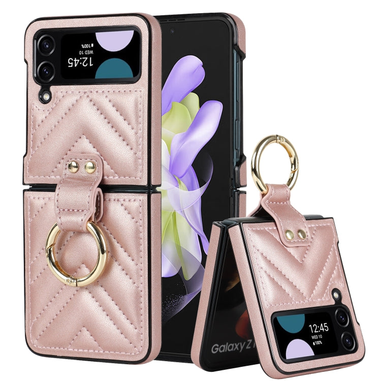 Custodia protettiva pieghevole a forma di V con anello pieghevole, For Samsung Galaxy Z Flip4