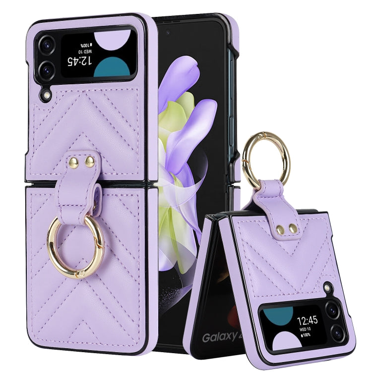 Custodia protettiva pieghevole a forma di V con anello pieghevole, For Samsung Galaxy Z Flip4