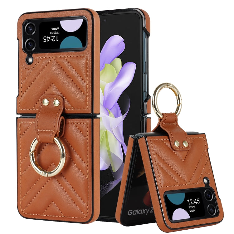 Custodia protettiva pieghevole a forma di V con anello pieghevole, For Samsung Galaxy Z Flip4