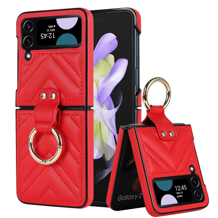 Custodia protettiva pieghevole a forma di V con anello pieghevole, For Samsung Galaxy Z Flip4