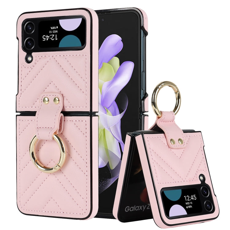 Custodia protettiva pieghevole a forma di V con anello pieghevole, For Samsung Galaxy Z Flip4