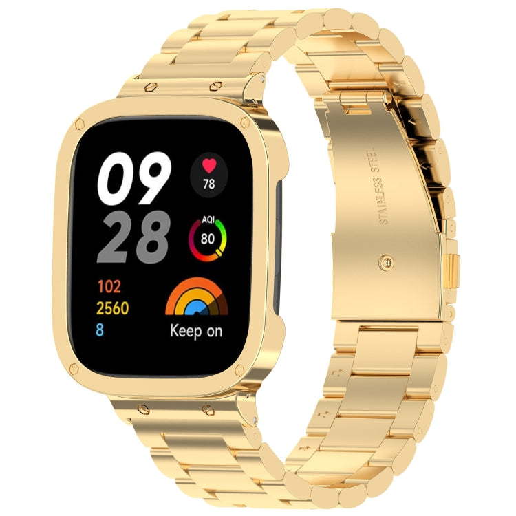 Cinturino per orologio in metallo a tre sfere 2 in 1 con cornice per orologio, For Xiaomi Redmi Watch 3 / Mi Watch Lite 3