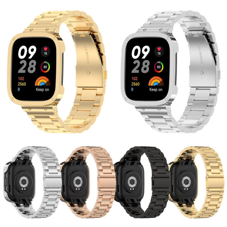 Cinturino per orologio in metallo a tre sfere 2 in 1 con cornice per orologio, For Xiaomi Redmi Watch 3 / Mi Watch Lite 3