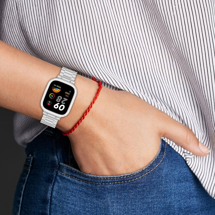 Cinturino per orologio in metallo a tre sfere 2 in 1 con cornice per orologio, For Xiaomi Redmi Watch 3 / Mi Watch Lite 3