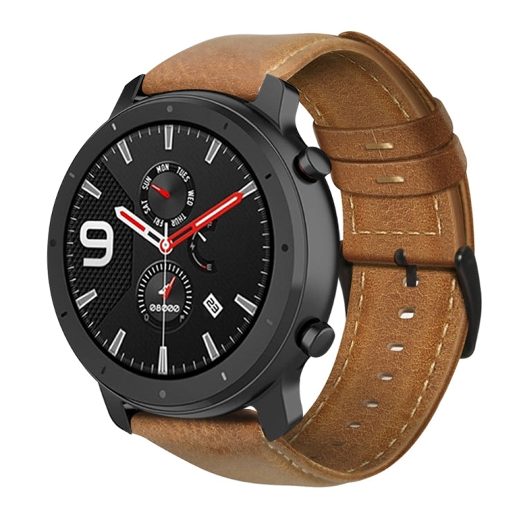 Cinturino per orologio in vera pelle cerata ad olio, For Amazfit GTR 47mm / Pace / Stratos, For Amazfit 2 Stratos, For Ticwatch Pro / E2 / S2, For Pebble Gen 1, For Pebble Time