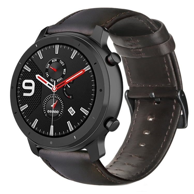 Cinturino per orologio in vera pelle cerata ad olio, For Amazfit GTR 47mm / Pace / Stratos, For Amazfit 2 Stratos, For Ticwatch Pro / E2 / S2, For Pebble Gen 1, For Pebble Time