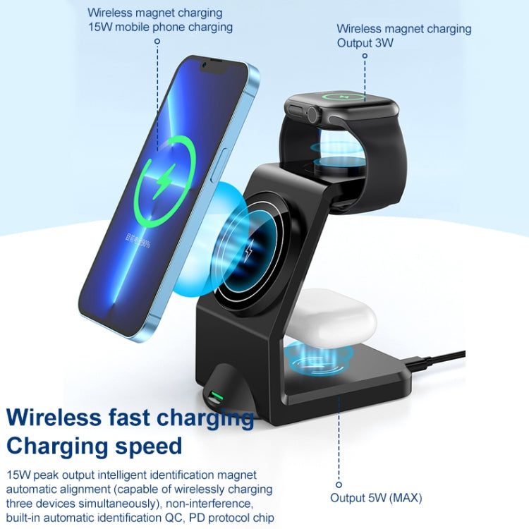 Caricabatterie wireless multiplo magnetico in un unico WT-158, Multi in one