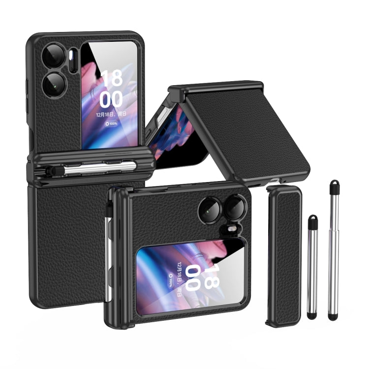 Custodia per telefono galvanizzata con cerniera in pelle texture Litchi con penna, For OPPO Find N2 Flip