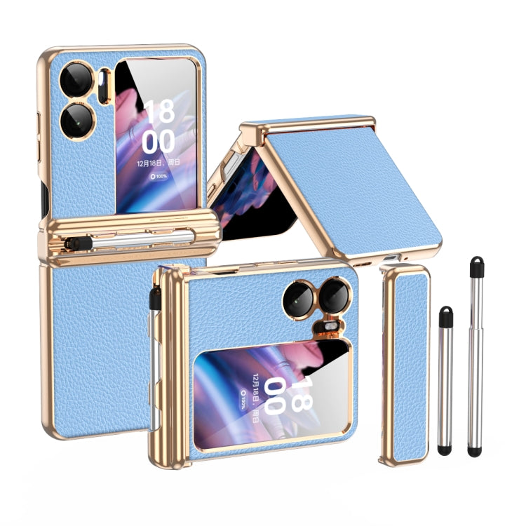 Custodia per telefono galvanizzata con cerniera in pelle texture Litchi con penna, For OPPO Find N2 Flip