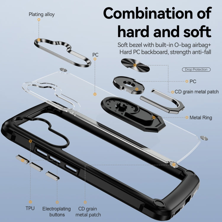 Custodia per telefono con protezione dell'obiettivo in TPU + PC con supporto per anello, For Samsung Galaxy A54
