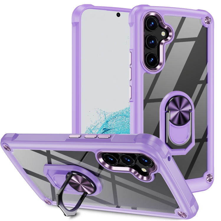 Custodia per telefono con protezione dell'obiettivo in TPU + PC con supporto per anello, For Samsung Galaxy A54