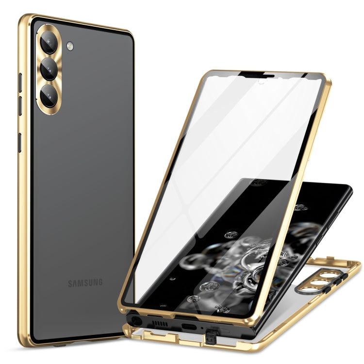 Custodia per telefono in vetro temperato in metallo magnetico a copertura totale HD, For Samsung Galaxy S23 5G, For Samsung Galaxy S23+ 5G, For Samsung Galaxy S23 Ultra 5G