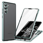 Custodia per telefono in vetro temperato in metallo magnetico a copertura totale HD, For Samsung Galaxy S23 5G, For Samsung Galaxy S23+ 5G, For Samsung Galaxy S23 Ultra 5G