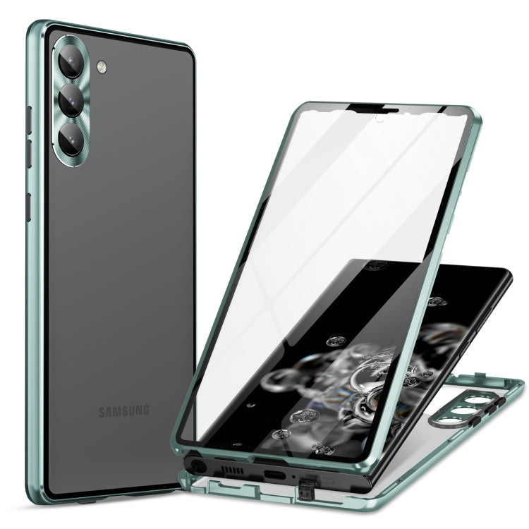 Custodia per telefono in vetro temperato in metallo magnetico a copertura totale HD, For Samsung Galaxy S23 5G, For Samsung Galaxy S23+ 5G, For Samsung Galaxy S23 Ultra 5G