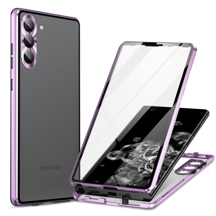 Custodia per telefono in vetro temperato in metallo magnetico a copertura totale HD, For Samsung Galaxy S23 5G, For Samsung Galaxy S23+ 5G, For Samsung Galaxy S23 Ultra 5G