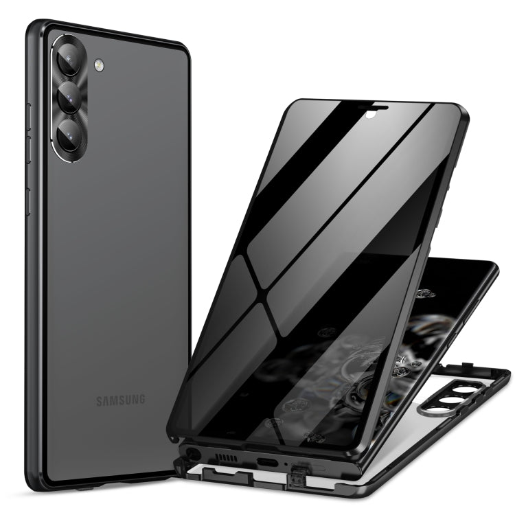 Custodia per telefono in vetro temperato in metallo magnetico con copertura completa per la privacy, For Samsung Galaxy S23 5G, For Samsung Galaxy S23+ 5G, For Samsung Galaxy S23 Ultra 5G