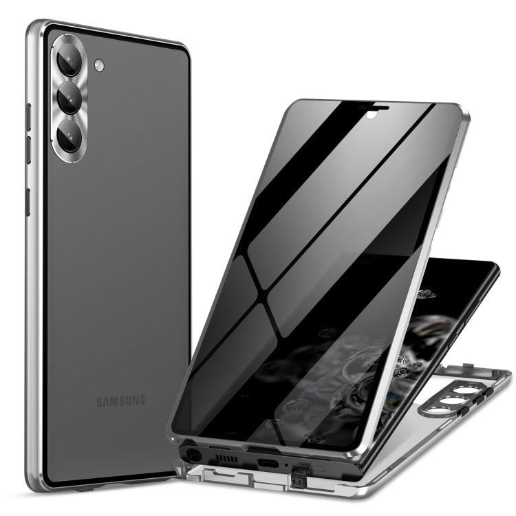 Custodia per telefono in vetro temperato in metallo magnetico con copertura completa per la privacy, For Samsung Galaxy S23 5G, For Samsung Galaxy S23+ 5G, For Samsung Galaxy S23 Ultra 5G