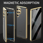 Custodia per telefono in vetro temperato in metallo magnetico con copertura completa per la privacy, For Samsung Galaxy S23 5G, For Samsung Galaxy S23+ 5G, For Samsung Galaxy S23 Ultra 5G