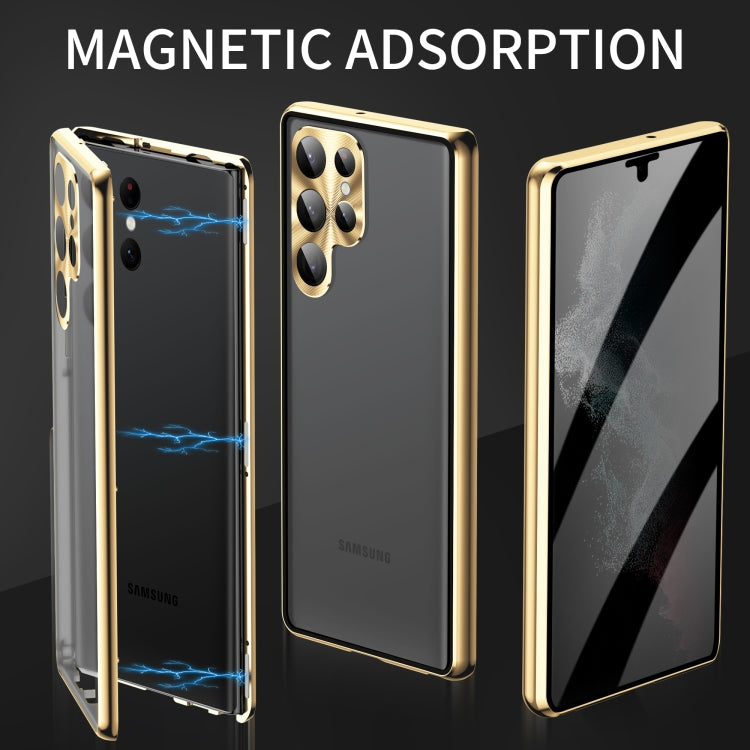 Custodia per telefono in vetro temperato in metallo magnetico con copertura completa per la privacy, For Samsung Galaxy S23 5G, For Samsung Galaxy S23+ 5G, For Samsung Galaxy S23 Ultra 5G