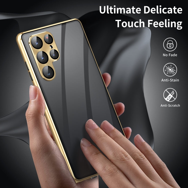 Custodia per telefono in vetro temperato in metallo magnetico con copertura completa per la privacy, For Samsung Galaxy S23 5G, For Samsung Galaxy S23+ 5G, For Samsung Galaxy S23 Ultra 5G