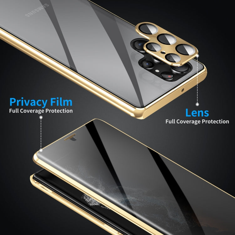 Custodia per telefono in vetro temperato in metallo magnetico con copertura completa per la privacy, For Samsung Galaxy S23 5G, For Samsung Galaxy S23+ 5G, For Samsung Galaxy S23 Ultra 5G