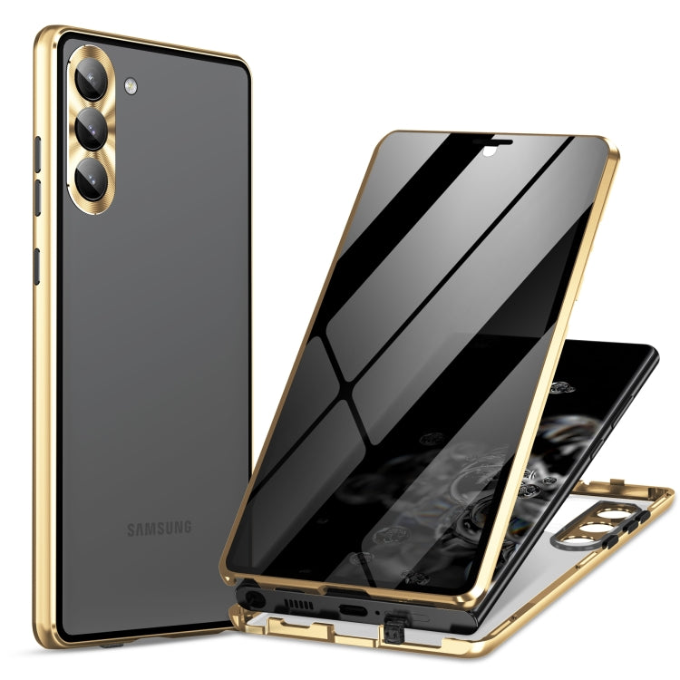 Custodia per telefono in vetro temperato in metallo magnetico con copertura completa per la privacy, For Samsung Galaxy S23 5G, For Samsung Galaxy S23+ 5G, For Samsung Galaxy S23 Ultra 5G