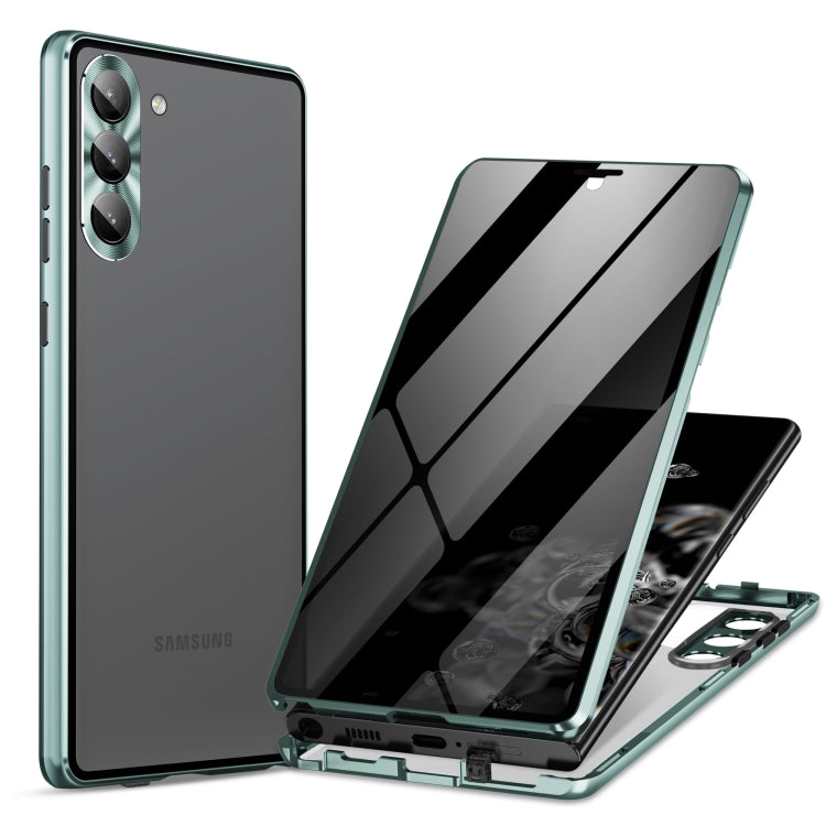 Custodia per telefono in vetro temperato in metallo magnetico con copertura completa per la privacy, For Samsung Galaxy S23 5G, For Samsung Galaxy S23+ 5G, For Samsung Galaxy S23 Ultra 5G