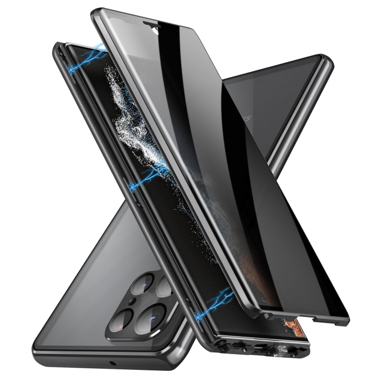 Custodia per telefono in vetro temperato in metallo magnetico con copertura completa per la privacy, For Samsung Galaxy S23 5G, For Samsung Galaxy S23+ 5G, For Samsung Galaxy S23 Ultra 5G