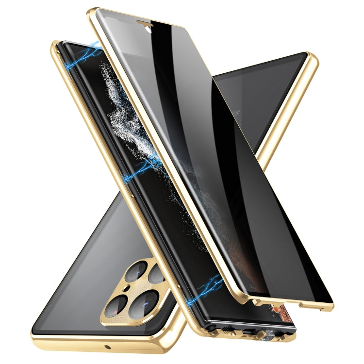 Custodia per telefono in vetro temperato in metallo magnetico con copertura completa per la privacy, For Samsung Galaxy S23 5G, For Samsung Galaxy S23+ 5G, For Samsung Galaxy S23 Ultra 5G