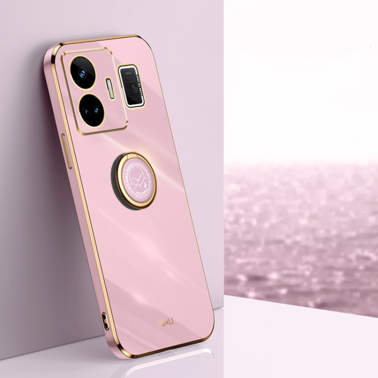 XINLI custodia per telefono in TPU elettrolitico con bordo dritto 6D con supporto per anello, For OnePlus 11, For OnePlus Ace 2, For Realme GT Neo 5