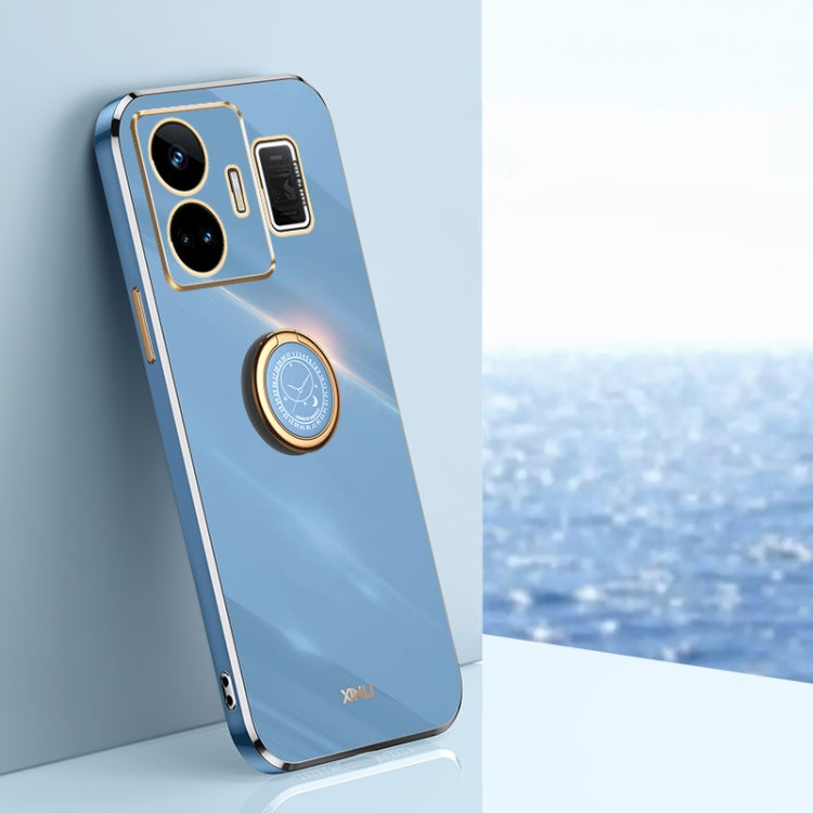 XINLI custodia per telefono in TPU elettrolitico con bordo dritto 6D con supporto per anello, For OnePlus 11, For OnePlus Ace 2, For Realme GT Neo 5