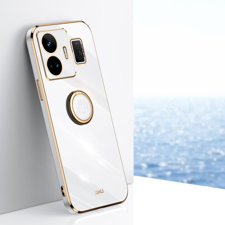 XINLI custodia per telefono in TPU elettrolitico con bordo dritto 6D con supporto per anello, For OnePlus 11, For OnePlus Ace 2, For Realme GT Neo 5