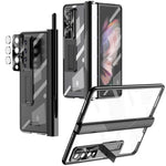 Custodia per telefono placcata con cerniere magnetiche con supporto, For Samsung Galaxy Z Fold4 5G