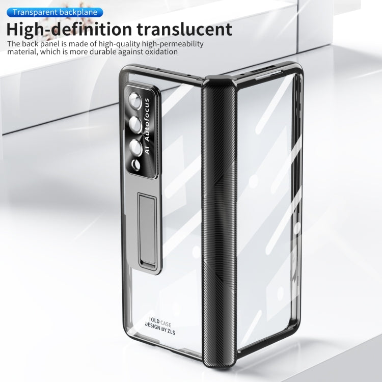 Custodia per telefono placcata con cerniere magnetiche con supporto, For Samsung Galaxy Z Fold4 5G