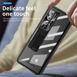 Custodia per telefono placcata con cerniere magnetiche con supporto, For Samsung Galaxy Z Fold4 5G