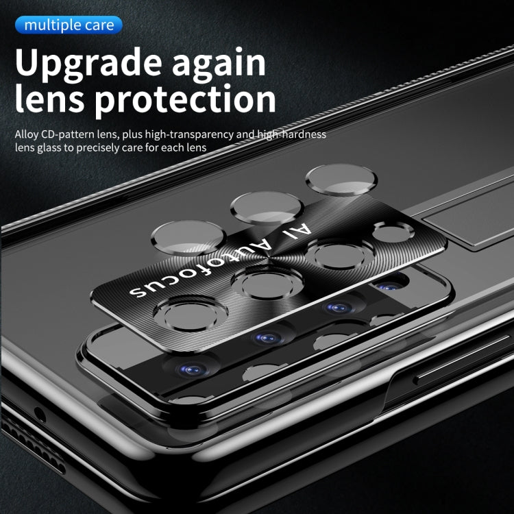 Custodia per telefono placcata con cerniere magnetiche con supporto, For Samsung Galaxy Z Fold4 5G