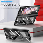 Custodia per telefono placcata con cerniere magnetiche con supporto, For Samsung Galaxy Z Fold4 5G