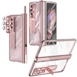 Custodia per telefono placcata con cerniere magnetiche con supporto, For Samsung Galaxy Z Fold4 5G