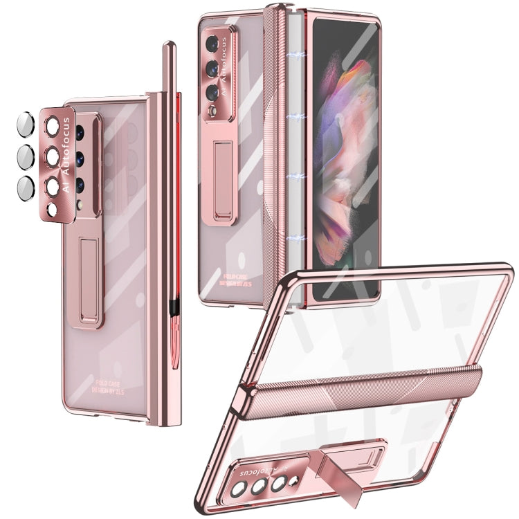 Custodia per telefono placcata con cerniere magnetiche con supporto, For Samsung Galaxy Z Fold4 5G