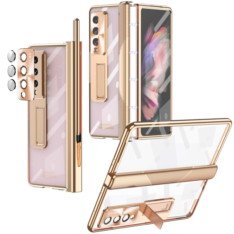 Custodia per telefono placcata con cerniere magnetiche con supporto, For Samsung Galaxy Z Fold4 5G