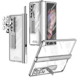 Custodia per telefono placcata con cerniere magnetiche con supporto, For Samsung Galaxy Z Fold4 5G