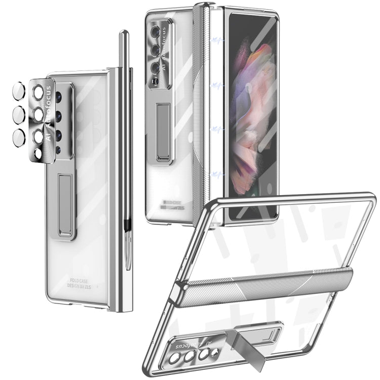 Custodia per telefono placcata con cerniere magnetiche con supporto, For Samsung Galaxy Z Fold4 5G