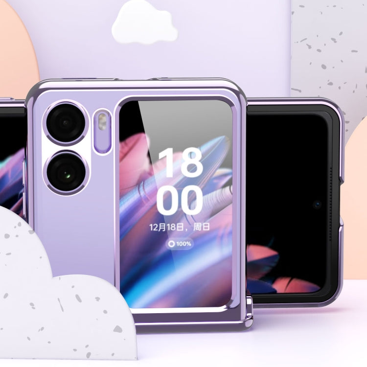 Custodia per telefono ad aspirazione trasparente con anello galvanico con pellicola protettiva, For OPPO Find N2 Flip