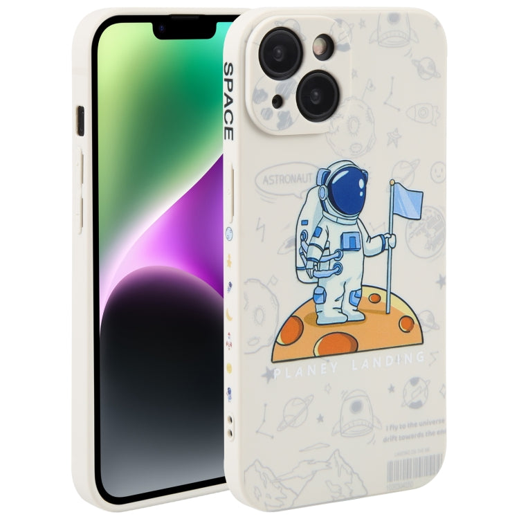Custodia per cellulare con bordo dritto in silicone modello astronauta, For iPhone 14, For iPhone 14 Plus, For iPhone 14 Pro