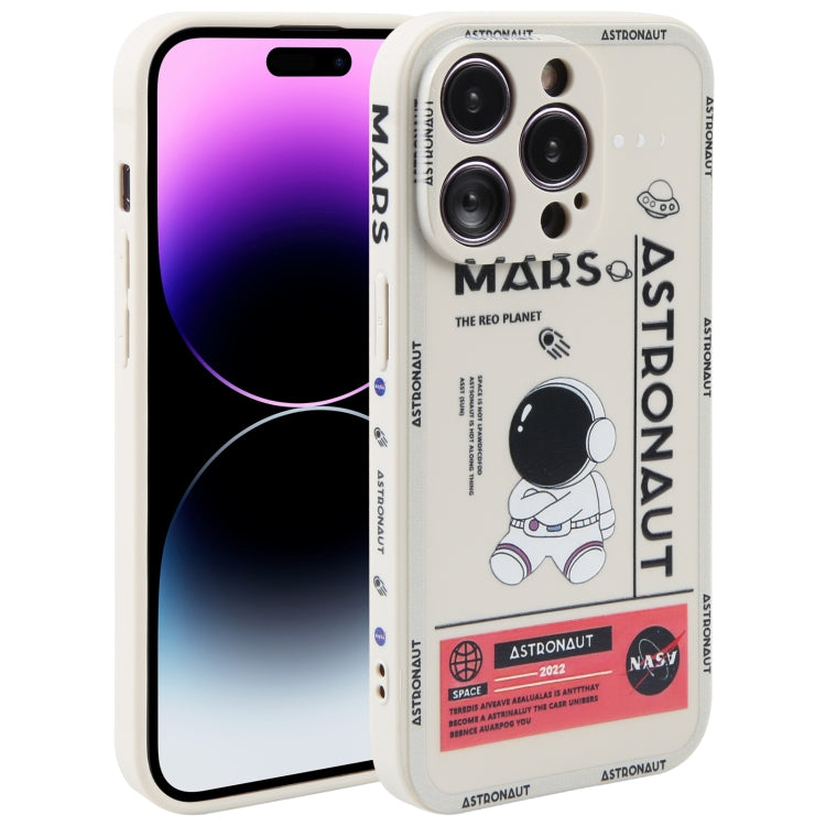 Custodia per cellulare con bordo dritto in silicone modello astronauta, For iPhone 14, For iPhone 14 Plus, For iPhone 14 Pro